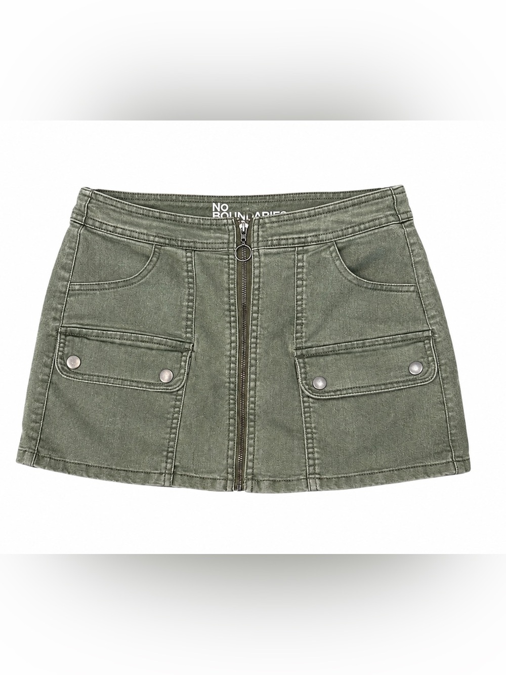 No Boundaries Olive Green Cargo Denim Mini Skirt – XS